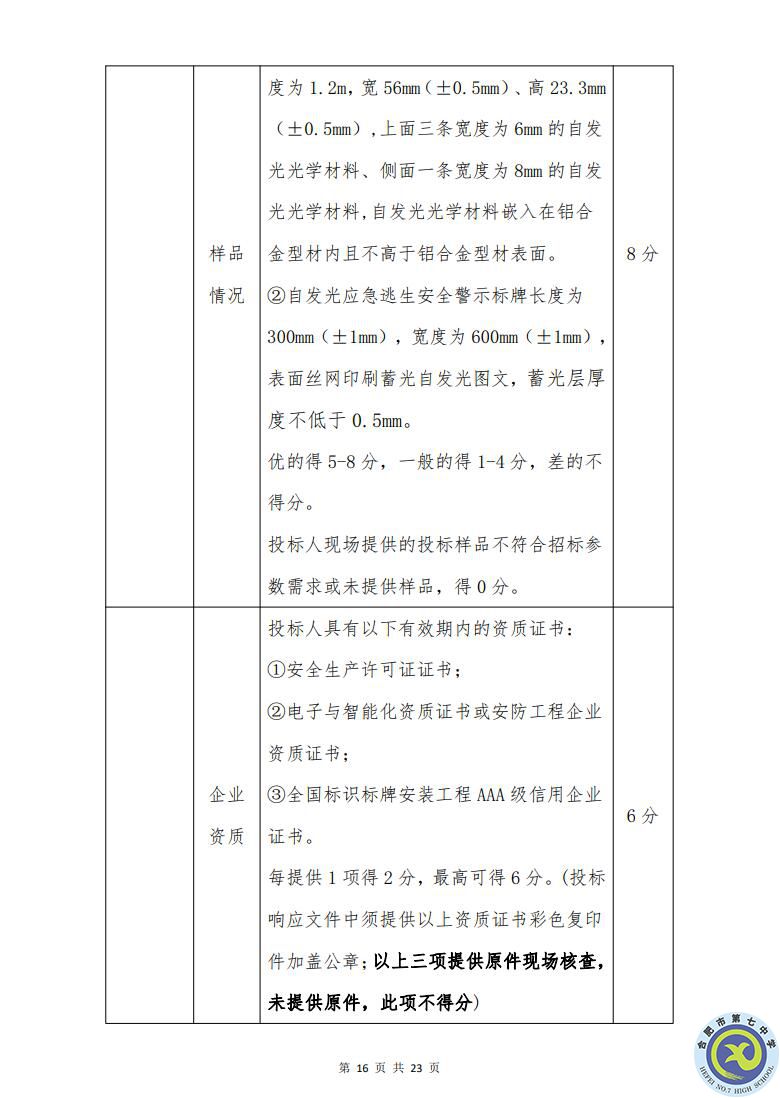 合肥七中運動場臺階自發(fā)光應(yīng)急逃生安全標志建設(shè)項目招標公告(圖16)